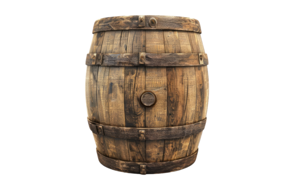 Wood-Crafted Barrel isolated on transparent Background