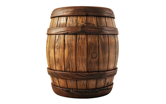 Barrel Crafted from Wood isolated on transparent Background