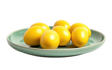 Sunny Easter Eggs Nestled in a Verdant Plate isolated on transparent Background