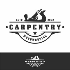 Carpentry vintage logo design template - obrazy, fototapety, plakaty