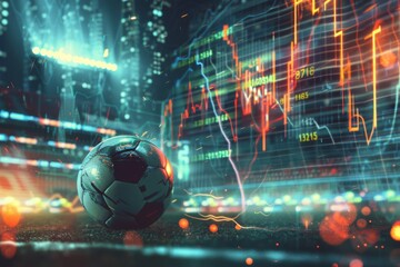 Fototapeta premium Online bet and analytics and statistics for soccer game. Generative AI