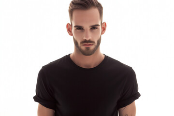 Obraz premium man in black tshirt mockup 