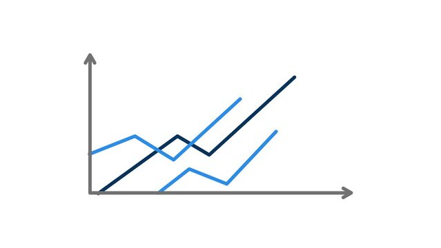 animated line graph with three indicator. business. presentation. profit