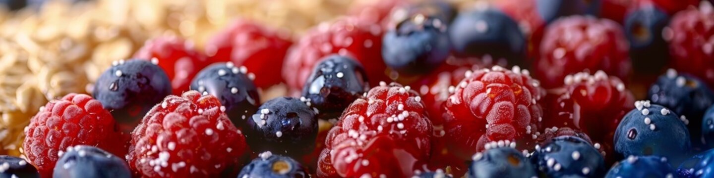 A close up of a bunch of berries that are red and blue, AI
