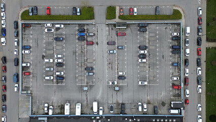 aerial view of a car park