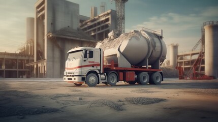 Mobile plant for the production of concrete - obrazy, fototapety, plakaty