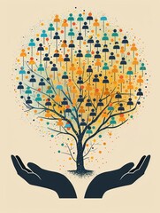 Illustrate connected hands symbolizing community networks for parenting advice and support