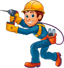 Fototapeta premium Young cheerful worker isolated on transparent background. Cut out, close-up. 