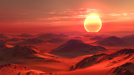 Endless desert under a scorching sun, with ample space for inspirational quotes - obrazy, fototapety, plakaty