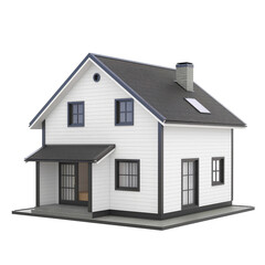 3d modern house Isolated on transparent background