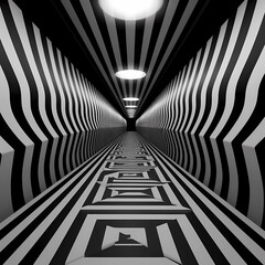Black and white bold stripes pattern, illusory motion - obrazy, fototapety, plakaty