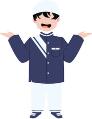 Muslim kid character. Back to school character.