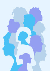 A collection of human profiles. People's heads side view - 775139859