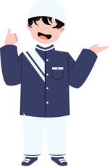 Muslim kid character. Back to school character.