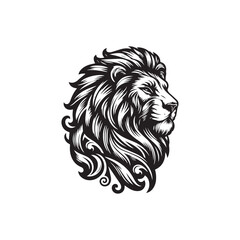 Lion tattoo line art vector design