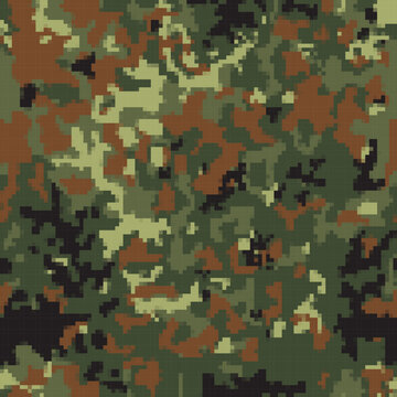 
Digital vector camouflage background, army pixel green brown pattern, military uniform.