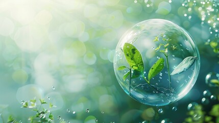 water day social media graphic concept where nature is encapsulated within a bubble of water, symbolizing the beauty and importance of aquatic ecosystems.