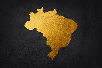 Gold texture map of Brazil - abstract metal empty golden gradient template. Vector illustration eps 10. © Philip