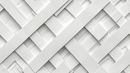 abstract flat design featuring a multitude of intersecting lines arranged in a captivating pattern, rendered in white plastic against a seamless white background. SEAMLESS PATTERN