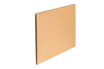 A flat piece of cardboard on a blank background.