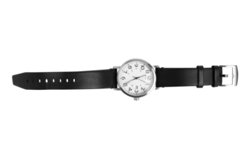 Black wristwatch. On a blank background.