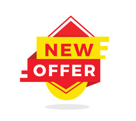 New offer red label icon for announcement, advertising, vector. Flat design template for banner, advertising, announcement.