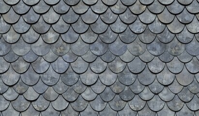 Detailed texture of weathered gray slate tiles