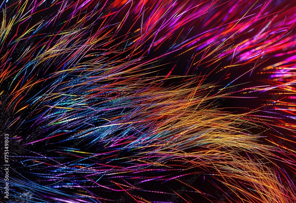Poster vivid spectrum of light: a mesmerizing display of colorful luminous fibers that convey the essence o