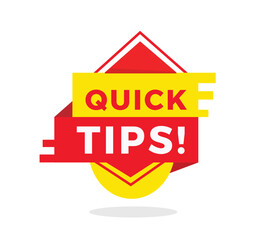 Quick tips red label icon for announcement, advertising, vector. Flat design template for banner, advertising, announcement.