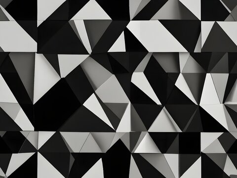An abstract geometric pattern featuring sharp lines and angles in a monochrome palette, generative AI