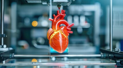 3D printed heart in medical printer. Modern technologies in medicine and science. Printing human organs for operations and implantation. The concept of medicine development.
- 775152052