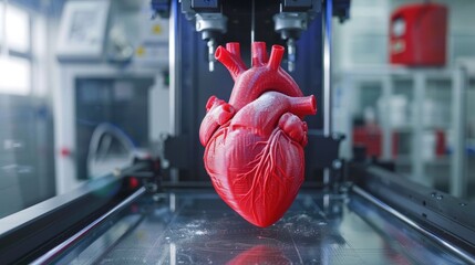 3D printed heart in medical printer. Modern technologies in medicine and science. Printing human organs for operations and implantation. The concept of medicine development.
- 775152060