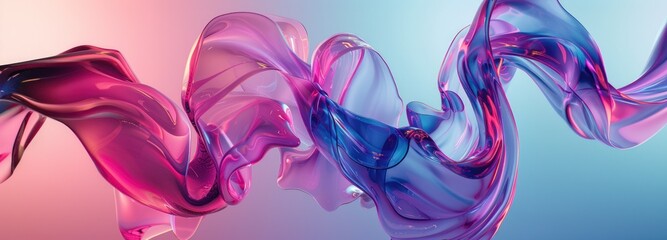 Rainbow wave - abstract digital background for advertising, presentations, wallpaper. Transparent colored waves, motion fabric, liquid. - 775152293