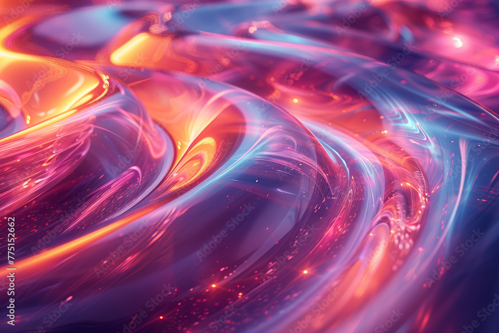 Poster a digital rendering with holographic gradients, presenting an otherworldly and futuristic interpreta