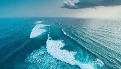 Ocean waves, aerial photography, top view, foam