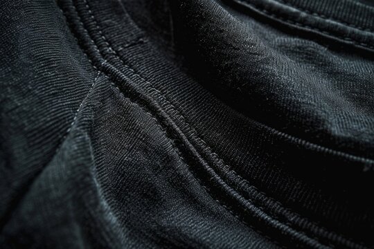 Detailed Texture of Black Cotton T-Shirt Material