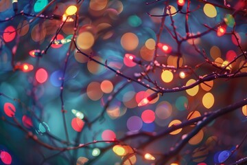 Obraz na płótnie Canvas Yuletide Glow, Close-Up of Festive Light Ornaments, Blurred Background