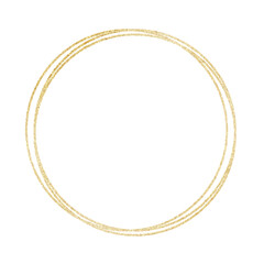 Abstract luxury golden round frame on isolated background. Vector light wreath in linear style for icon or logo. Minimalistic circular border for greeting card or wedding invitations.
