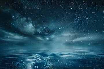 Nighttime Elegance as Stars Reflect on a Still Lake