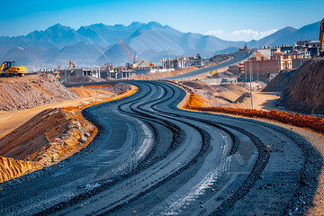 Road winding through construction, with clear skies for text on delays