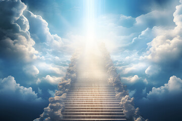 Stairs and sky. Concept Religion and Heaven