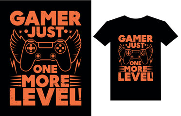 Gamer just one more level T-shirt design . Video game t shirt designs, Retro video game t shirts, Print for posters, clothes, advertising.