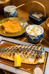 Japanese grill mackerel fish dish