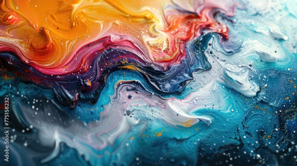 Poster fluid colors on an empty surface, a playground for your creativity.