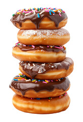 Stack Of Donuts. Closeup Front View. Food Concept Illustration. Ai Generative
