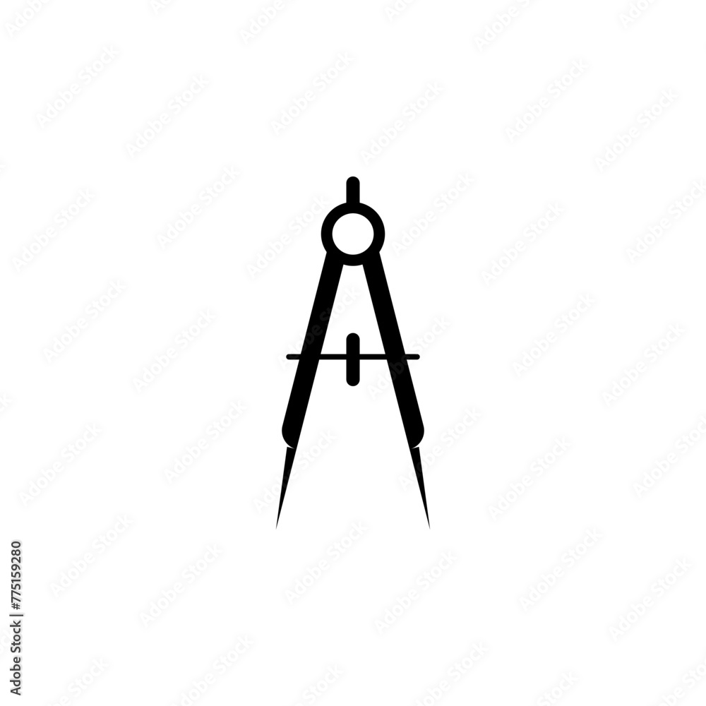 Poster pair compasses for navigation flat vector icon. simple solid symbol isolated on white background