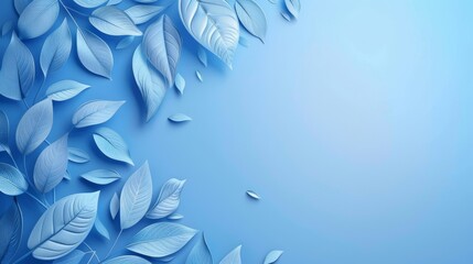 Blue leaves on blue background