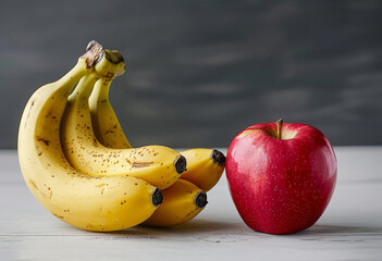Close-up of bananas and an apple, fruit, healthy food