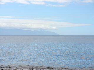 Fototapeta premium Seascape view from Arena beach towards Gomera island, Tenerife.