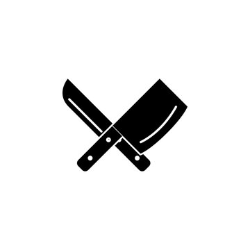 Crossed Chef knife. Butcher Tools flat vector icon. Simple solid symbol isolated on white background